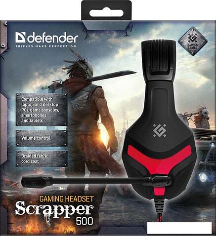Наушники Defender Scrapper 500 (черный/красный)