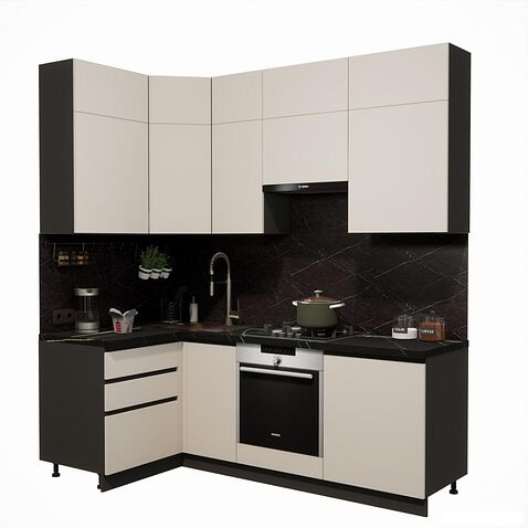 Готовая кухня ВерсоМебель Эко Премиум 1.2x2.2 левая (кашемир/ст. тунис)