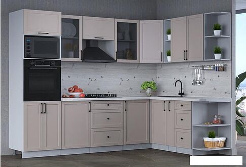 Готовая кухня Интерлиния Тренд 1.88x2.8 ВТ правая (луна/луна/бискайская сосна)