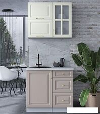 Готовая кухня Интерлиния Мила Шато 0.9Б (белый/луна/серый каспий)