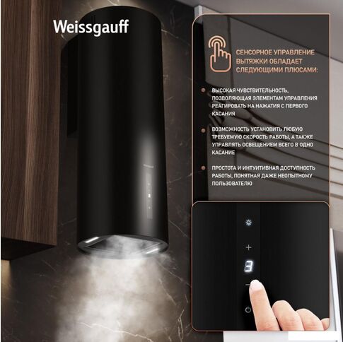 Кухонная вытяжка Weissgauff TUBUS 90 Black Edition (2025)