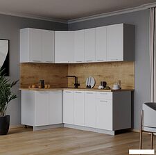 Готовая кухня Интерлиния Мила Лайт 1.2x1.9 (белый платинум/белый платинум/дуб бунратти)