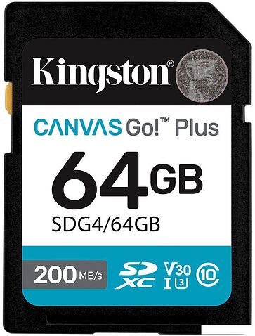 Карта памяти Kingston Canvas Go! Plus SDXC 64GB SDG4/64GB