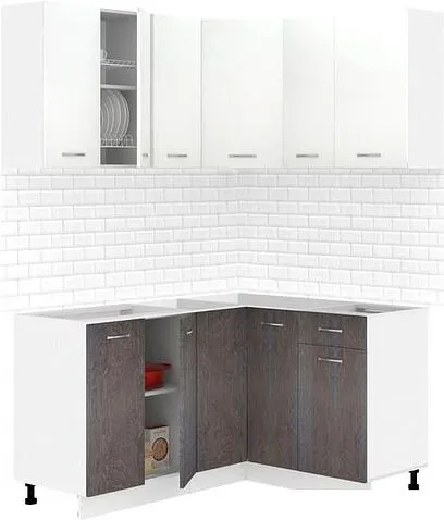 Готовая кухня Кортекс-мебель Корнелия Лира 1.5x1.3 без столешницы (белый/береза)