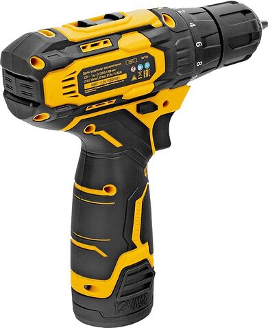 Дрель-шуруповерт Denzel CDQ-12 (с 2-мя АКБ, кейс)