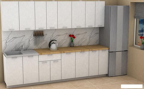 Готовая кухня ЭлиГард Lion 2.8 (белый структурный/дуб бунратти)