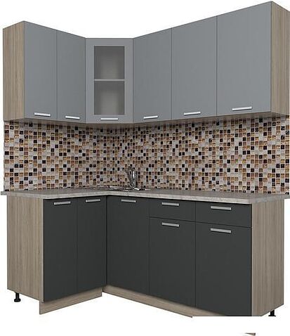 Готовая кухня Интерлиния Мила 12x18 (антрацит/серебро)