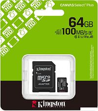 Карта памяти Kingston Canvas Select Plus microSDXC 64GB SDCS3/64GB (с адаптером)