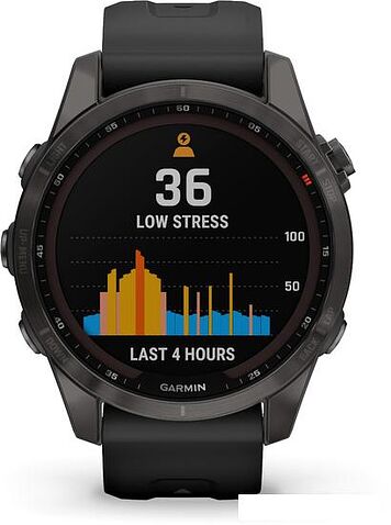 Умные часы Garmin Fenix 7S Sapphire Solar 42 мм (серый карбон/черный)