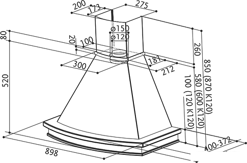 Кухонная вытяжка Faber Trendy WB A 90 C/T 110.0338.675