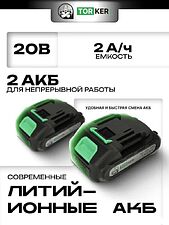 Аккумуляторная пила Torker CSC20-01 (с 2-мя АКБ)