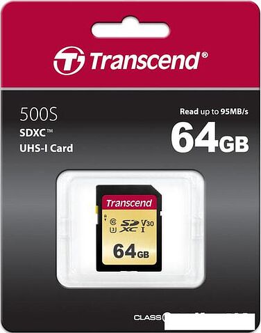 Карта памяти Transcend SDXC 500S 64GB