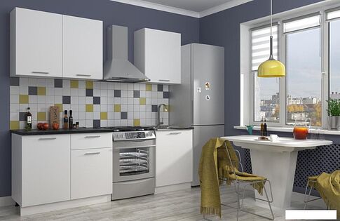 Готовая кухня ЭлиГард Виктория 1.7 (белый/белый/мрамор рома)