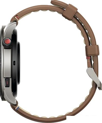 Умные часы Amazfit GTR 4 (серебристый, с коричневым кожаным ремешком)