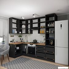 Готовая кухня ВерсоМебель Эко Премиум 1.2x2.7 левая (кашемир/ст. дуб вотан)