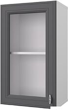 Шкаф навесной Горизонт Ева 40 с витриной (графит софт)