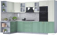 Готовая кухня Интерлиния Мила Шато 1.68x3.2 ВТ левая (белый/мята/бискайская сосна) Готовая кухня Интерлиния Мила Шато 1.68x3.2 ВТ левая (белый/мята/бискайская сосна)