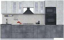 Готовая кухня Интерлиния Мила 3.4 ВТ (бетон лайт/бетон портленд/опал светлый)