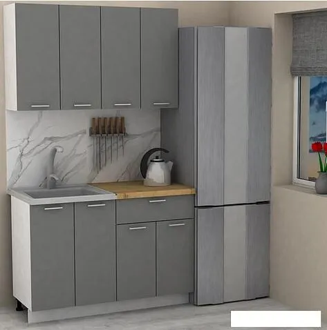 Готовая кухня ЭлиГард Lion 1.2 (дымчатый алмаз/дуб бунратти)