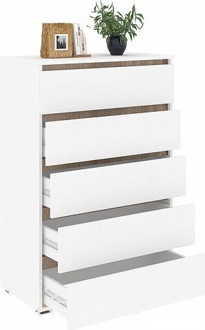 Комод Кортекс-мебель Бари 80 5ш (белый/белый/дуб сонома)