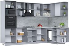 Готовая кухня Интерлиния Мила Лайт 1.68x3.0 правая (серебро/дуб веллингтон/белый гранит) Готовая кухня Интерлиния Мила Лайт 1.68x3.0 правая (серебро/дуб веллингтон/белый гранит)