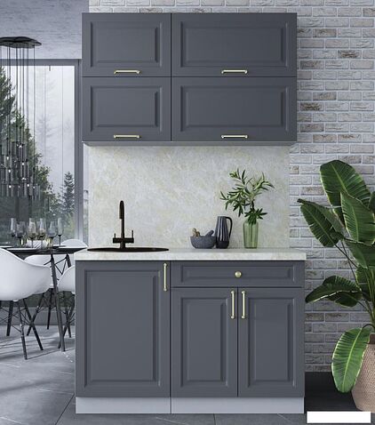 Готовая кухня Интерлиния Мила Шато 1.2Б (пепел/пепел/опал светлый)