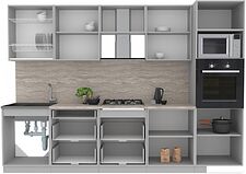 Готовая кухня Интерлиния Мила Лайт 3.0 ВТ (бетон лайт/бетон портленд)