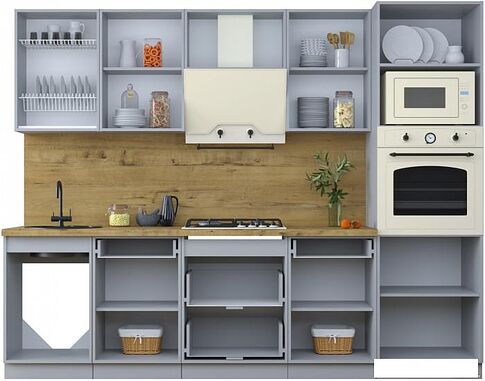 Готовая кухня Интерлиния Тренд 2.7В (индиго/индиго/опал светлый)