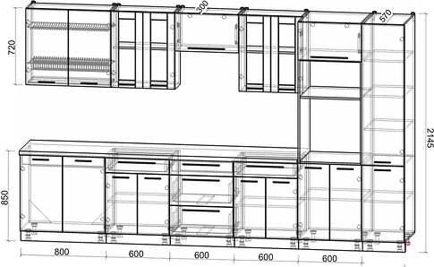 Кухонный модуль Интерлиния Мила Пластик 3.6 (шторм/шторм/белый гранит)