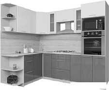 Готовая кухня Интерлиния Мила Gloss 1.68x2.4 левая (белый-асфальт)