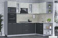 Готовая кухня Интерлиния Мила 1.68x2.6 правая (бетон лайт/антрацит/опал светлый) Готовая кухня Интерлиния Мила 1.68x2.6 правая (бетон лайт/антрацит/опал светлый)