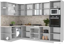 Готовая кухня Интерлиния Мила Лайт 1.68x3.0 левая (вудлайн кремовый/бетон/бискайская сосна)