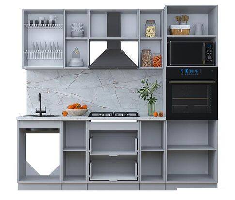 Готовая кухня Интерлиния Тренд 2.3В (белый/белый/кастилло темный)