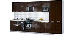 Готовая кухня Интерлиния Мила Gloss 3.8-ПМ2 (шоколад глянец/шоколад глянец/бискайская сосна)