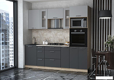 Готовая кухня Интерлиния Мила 2.3 ВТ (серебристый/антрацит/малага)