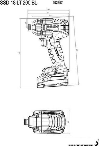 Гайковерт Metabo SSD 18 LT 200 BL 602397850 (без АКБ)