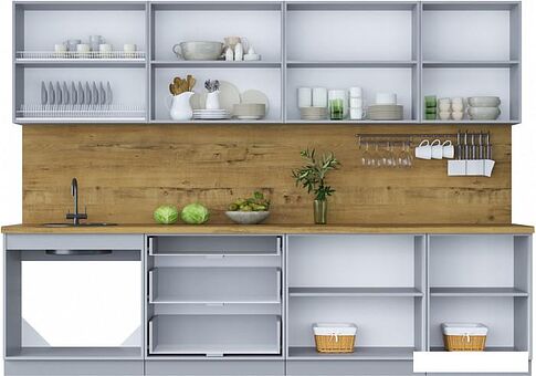 Готовая кухня Интерлиния Мила Шато 3.0Б (пепел/пепел/опал светлый)