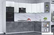 Готовая кухня Интерлиния Мила Лайт 1.68x2.8 правая (белый платинум/бетон портленд/белый гранит) Готовая кухня Интерлиния Мила Лайт 1.68x2.8 правая (белый платинум/бетон портленд/белый гранит)