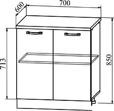 Шкаф напольный ДСВ Тренто С 700 (серый/серый)