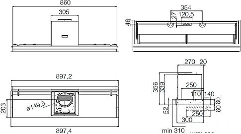 Кухонная вытяжка Elica Lever IX/A/86 PRF0160152