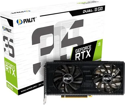 Видеокарта Palit GeForce RTX 3050 Dual 8G NE63050019P1-190AD