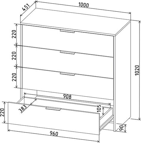 Комод Интерлиния Концепт КТ-К100 (бетон/белый платинум)