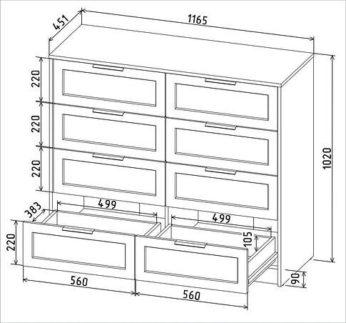 Комод Интерлиния Концепт Тренд КТ-К117 (белый платинум/изумруд)