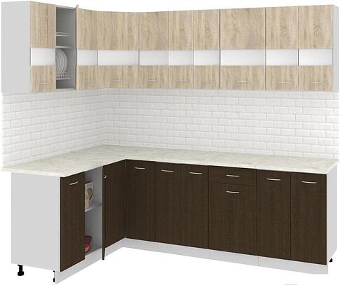 Угловая кухня Кортекс-мебель Корнелия Экстра 1.5x2.4м (дуб сонома/венге/королевский опал)