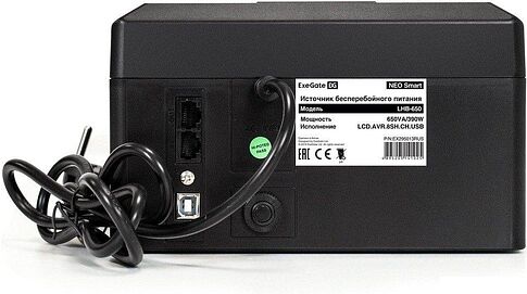 Источник бесперебойного питания ExeGate NEO Smart LHB-650.LCD.AVR.8SH.CH.RJ.USB EX295013RUS