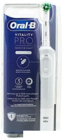 Электрическая зубная щетка Oral-B Vitality Pro D103.413.3 Cross Action Protect X Clean White 4210201427209 (белый)