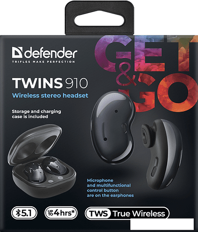 Наушники Defender Twins 910 (черный)