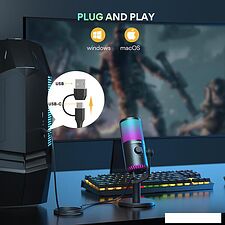 Проводной микрофон Maono DM30 RGB (белый)