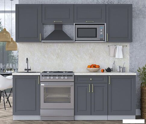 Готовая кухня Интерлиния Мила Шато 2.2В (пепел/пепел/опал светлый)