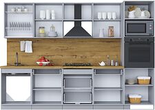 Готовая кухня Интерлиния Мила Шато 3.0В (белый/мята/бискайская сосна)